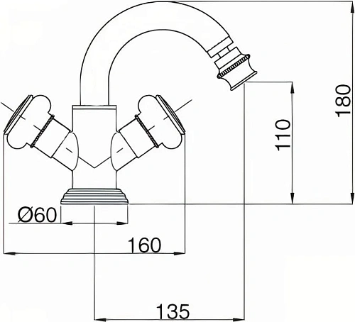 Смеситель для биде CEZARES APHRODITE-BS2-01-S1 Смеситель для биде CEZARES APHRODITE-BS2-01-S1