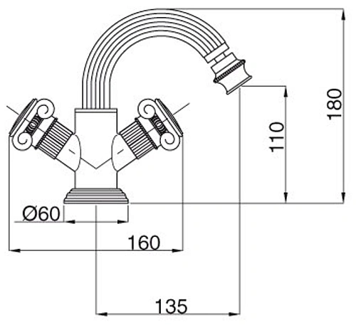 Смеситель для биде CEZARES APHRODITE-BS2-02-M Смеситель для биде CEZARES APHRODITE-BS2-02-M