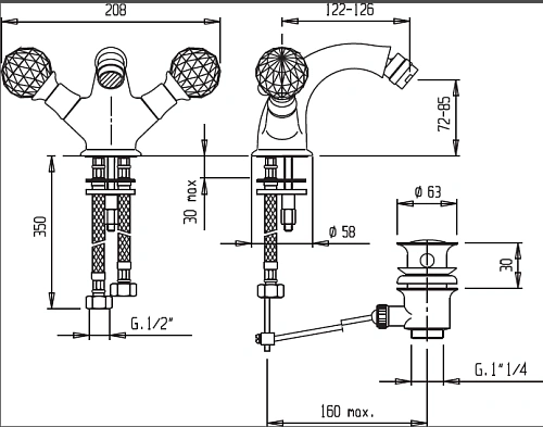 Смеситель для биде CEZARES ATLANTIS-BS1-02-Sw/M Смеситель для биде CEZARES ATLANTIS-BS1-02-Sw/M