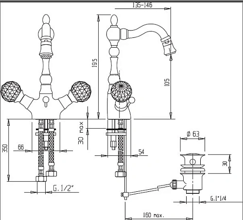 Смеситель для биде CEZARES ATLANTIS-BS2-02-Sw Смеситель для биде CEZARES ATLANTIS-BS2-02-Sw