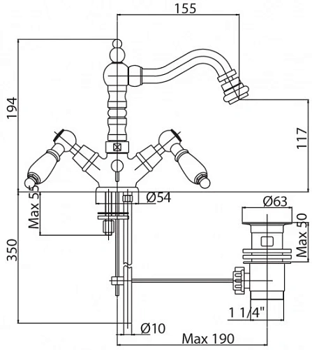 Смеситель для биде Cezares Diamond (DIAMOND-BS2-01-Sw) хром Смеситель для биде Cezares Diamond (DIAMOND-BS2-01-Sw) хром