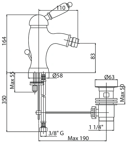 Смеситель для биде CEZARES ELITE-BSM1-03/24-Nc Смеситель для биде CEZARES ELITE-BSM1-03/24-Nc
