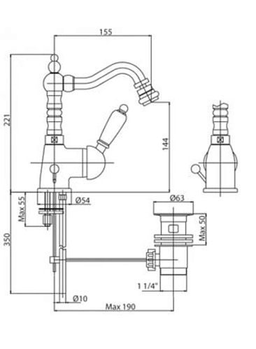 Смеситель для биде CEZARES ELITE-BSM2-01-Nc Смеситель для биде CEZARES ELITE-BSM2-01-Nc