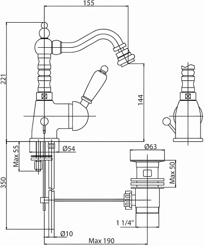 Смеситель для биде CEZARES ELITE-BSM2-03-Bi Смеситель для биде CEZARES ELITE-BSM2-03-Bi