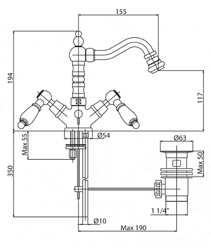 Смеситель для биде CEZARES FIRST-BS2-03-Bi Смеситель для биде CEZARES FIRST-BS2-03-Bi