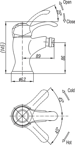 Смеситель для биде CEZARES LIRA-C-BS1-01 Смеситель для биде CEZARES LIRA-C-BS1-01