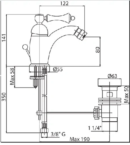 Смеситель для биде CEZARES MARGOT-BSM1-BLC Смеситель для биде CEZARES MARGOT-BSM1-BLC