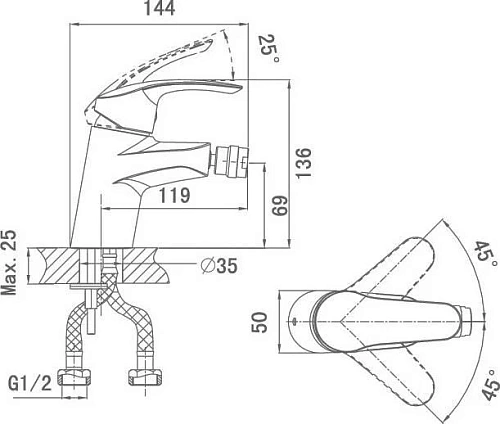 Смеситель для биде D&K Augsburg Bayern (DA1122201) Смеситель для биде D&K Augsburg Bayern (DA1122201)