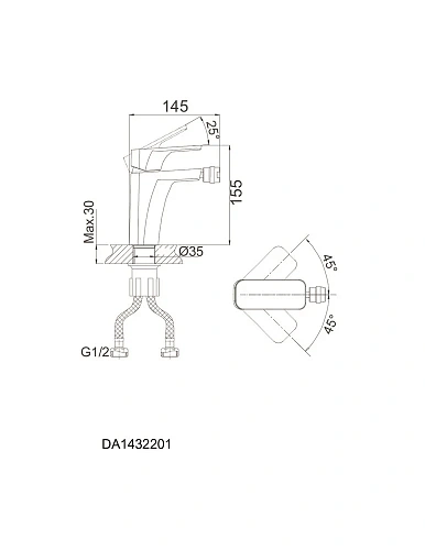 Смеситель для биде D&K Berlin Touro DA1432203 Смеситель для биде D&K Berlin Touro DA1432203