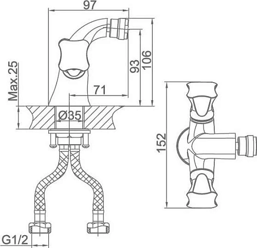 Смеситель для биде D&K Grimm Hessen DA1382201 Смеситель для биде D&K Grimm Hessen DA1382201