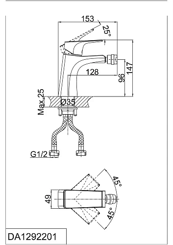 Смеситель для биде D&K Hertz Rhein DA1292201 Смеситель для биде D&K Hertz Rhein DA1292201