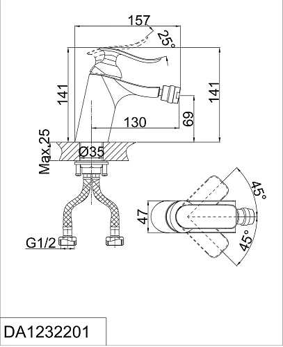 Смеситель для биде D&K Liszt Bayern DA1232201 Смеситель для биде D&K Liszt Bayern DA1232201