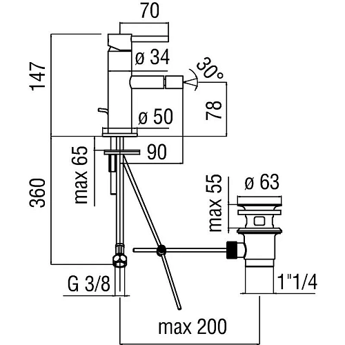 Смеситель для биде NOBILI Acquerelli AQ93119/1CR Смеситель для биде NOBILI Acquerelli AQ93119/1CR