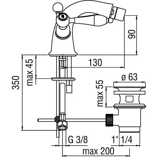 Смеситель для биде NOBILI Antica AT31119/6CR Смеситель для биде NOBILI Antica AT31119/6CR