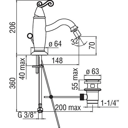 Смеситель для биде NOBILI Dubai DB00119/1CR Смеситель для биде NOBILI Dubai DB00119/1CR