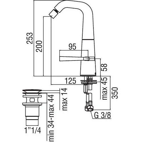 Смеситель для биде NOBILI Likid LK00119/2CR Смеситель для биде NOBILI Likid LK00119/2CR