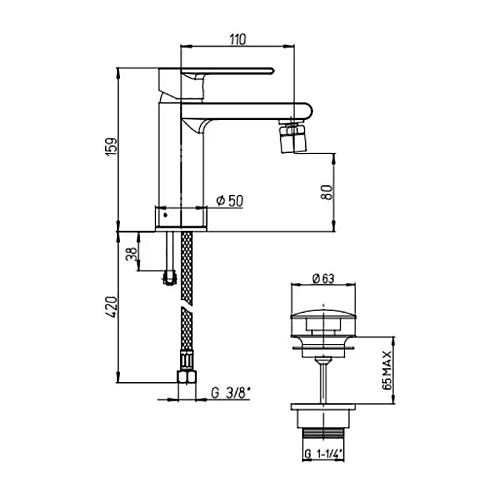 Смеситель для биде Paini Ghibli 44CR306EFXTSR Смеситель для биде Paini Ghibli 44CR306EFXTSR