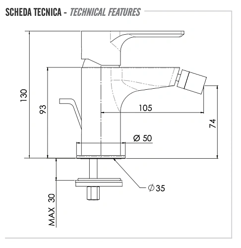 Смеситель для биде Remer Energy EY20 Смеситель для биде Remer Energy EY20