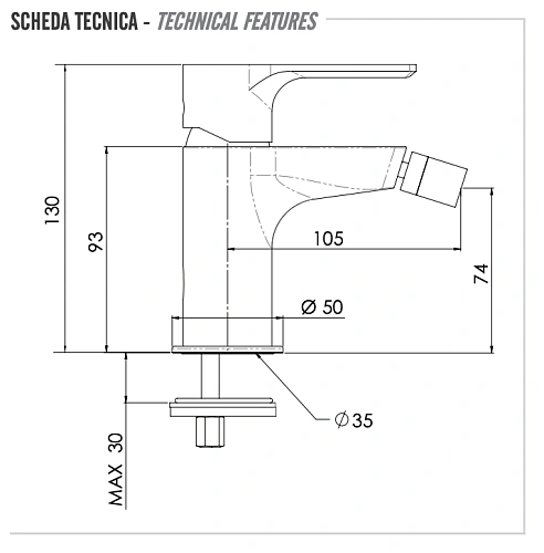 Смеситель для биде Remer Energy EY22 Смеситель для биде Remer Energy EY22