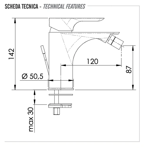 Смеситель для биде Remer Infinity I20CFP, черный брашированный хром Смеситель для биде Remer Infinity I20CFP, черный брашированный хром