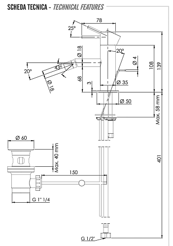 Смеситель для биде Remer X Style X20LBG, золото брашированное Смеситель для биде Remer X Style X20LBG, золото брашированное