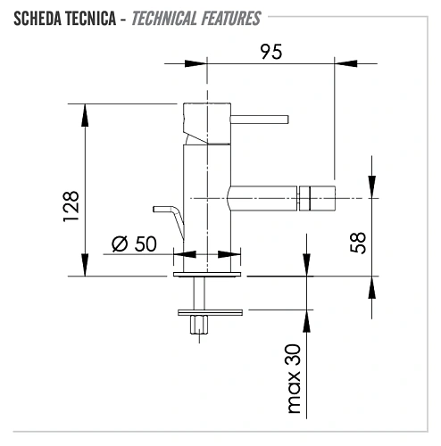Смеситель для биде Remer X Style X21RL, медь глянцевая Смеситель для биде Remer X Style X21RL, медь глянцевая