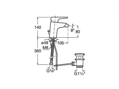 Смеситель для биде Roca Atlas 5A6090C0M Смеситель для биде Roca Atlas 5A6090C0M