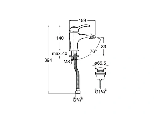Смеситель для биде Roca Carmen с донным клапаном, 5A604BC00 Смеситель для биде Roca Carmen с донным клапаном, 5A604BC00