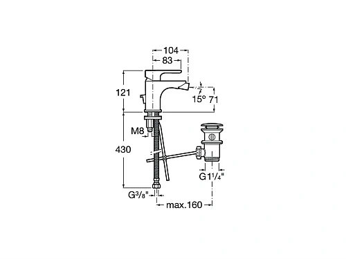 Смеситель для биде ROCA L20 однорычажное упр., с донным клапаном 5A6A09C00 Смеситель для биде ROCA L20 однорычажное упр., с донным клапаном 5A6A09C00