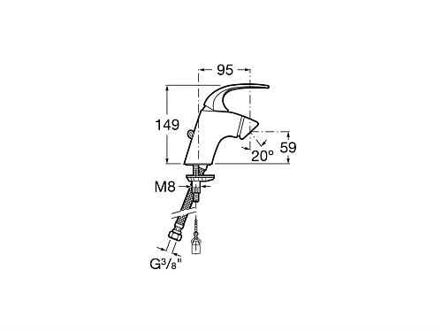 Смеситель для биде ROCA M2 однорычажное упр., без донного клапана 5A6168C00 Смеситель для биде ROCA M2 однорычажное упр., без донного клапана 5A6168C00