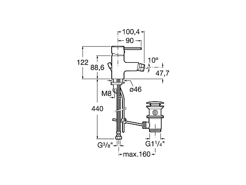 Смеситель для биде Roca Targa 5A6060C0M Смеситель для биде Roca Targa 5A6060C0M