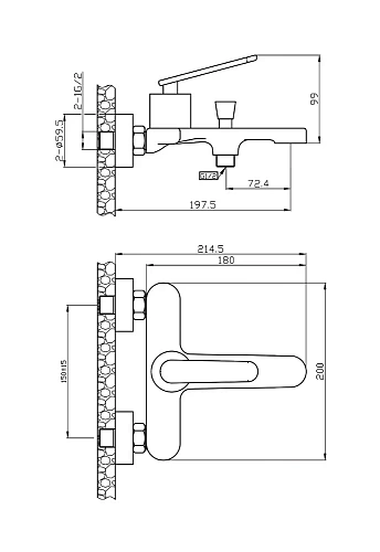 Смеситель для ванны Agger Beauty A2610000 Смеситель для ванны Agger Beauty A2610000