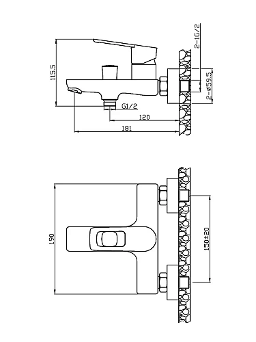 Смеситель для ванны Agger Brave A2310000 Смеситель для ванны Agger Brave A2310000