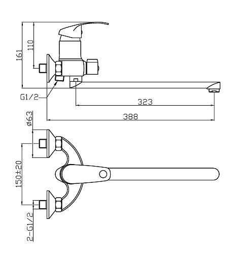 Смеситель для ванны Agger Glad A1521100 Смеситель для ванны Agger Glad A1521100