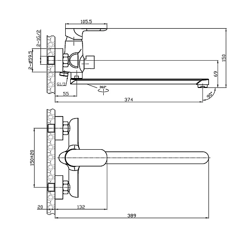 Смеситель для ванны Agger Gorgeous A0221100 Смеситель для ванны Agger Gorgeous A0221100