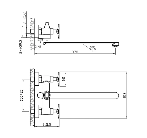 Смеситель для ванны Agger Love A1021100 Смеситель для ванны Agger Love A1021100