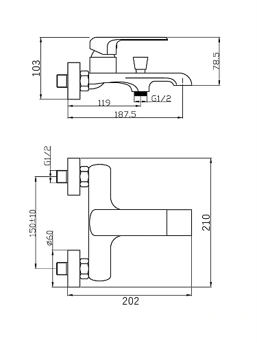 Смеситель для ванны Agger Magic A3010000 Хром Смеситель для ванны Agger Magic A3010000 Хром