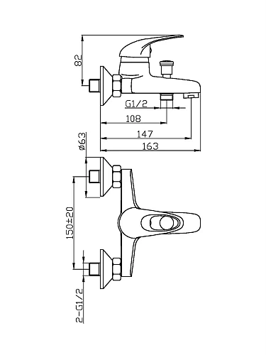 Смеситель для ванны Agger Move A0610000 Смеситель для ванны Agger Move A0610000