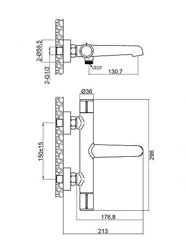Смеситель для ванны Agger Slim A2210000 Смеситель для ванны Agger Slim A2210000
