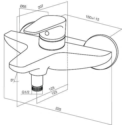 Смеситель для ванны AM.PM Inspire F5010000 с душем Смеситель для ванны AM.PM Inspire F5010000 с душем