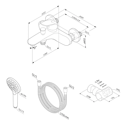 Смеситель для ванны AM.PM Like F8015000 хром Смеситель для ванны AM.PM Like F8015000 хром