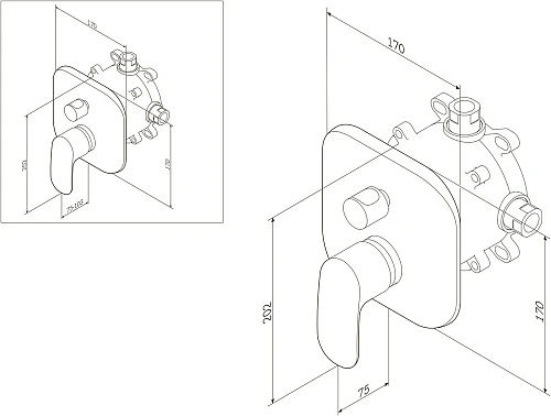 Смеситель для ванны AM.PM Sensation F3085000 встраиваемый Смеситель для ванны AM.PM Sensation F3085000 встраиваемый