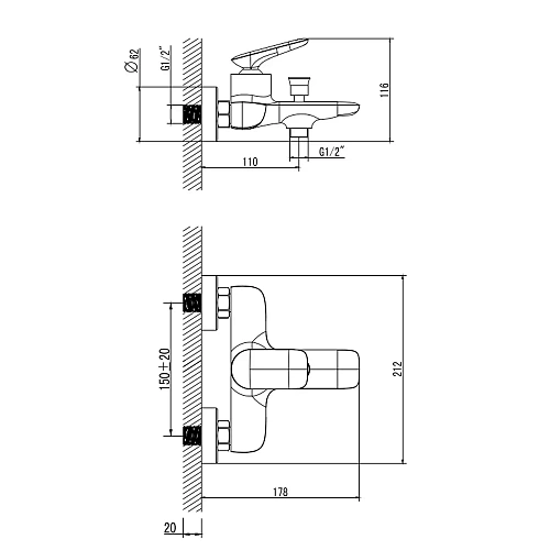 Смеситель для ванны AQUAme Como AQM6512GM с душевым набором, 3 режима, Gun metal Смеситель для ванны AQUAme Como AQM6512GM с душевым набором, 3 режима, Gun metal