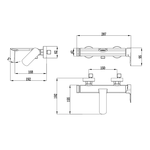 Смеситель для ванны AQUAme Monza AQM6312MB с душевым набором, 3 режима, Черный матовый Смеситель для ванны AQUAme Monza AQM6312MB с душевым набором, 3 режима, Черный матовый