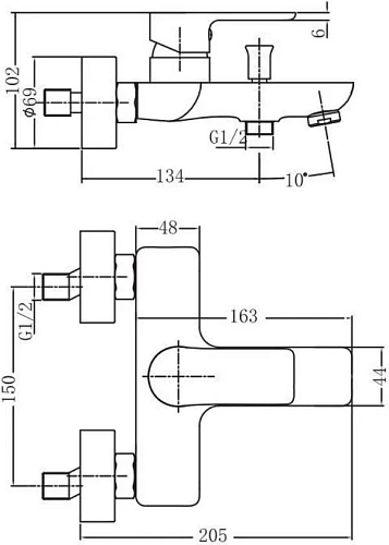 Смеситель для ванны Aquanet Arctic AF520-20СW Смеситель для ванны Aquanet Arctic AF520-20СW