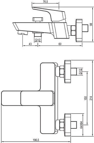Смеситель для ванны Aquanet Gotic AF440-20B Смеситель для ванны Aquanet Gotic AF440-20B