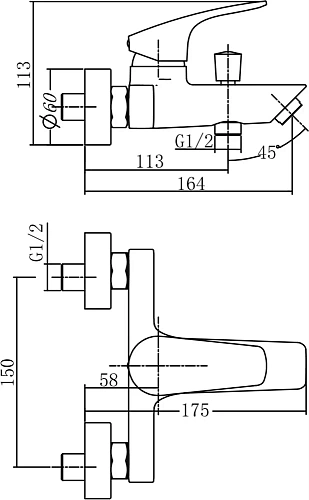 Смеситель для ванны Aquanet Static AF330-20C Смеситель для ванны Aquanet Static AF330-20C