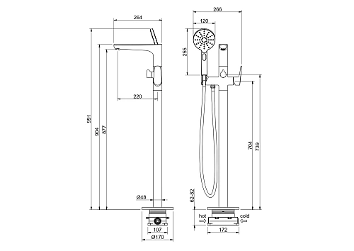 Смеситель для ванны Aquatek Бетта AQ1145BGM черный хром шлифованный, напольный Смеситель для ванны Aquatek Бетта AQ1145BGM черный хром шлифованный, напольный