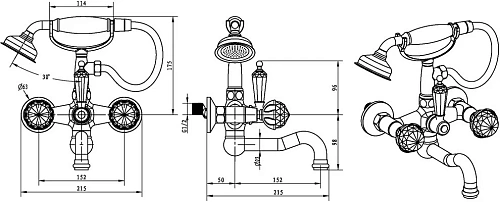 Смеситель для ванны Boheme Brillante Presente 353 Смеситель для ванны Boheme Brillante Presente 353