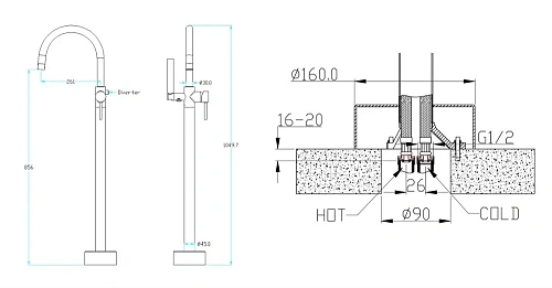 Смеситель для ванны Boheme BRONZE 209 напольный Смеситель для ванны Boheme BRONZE 209 напольный